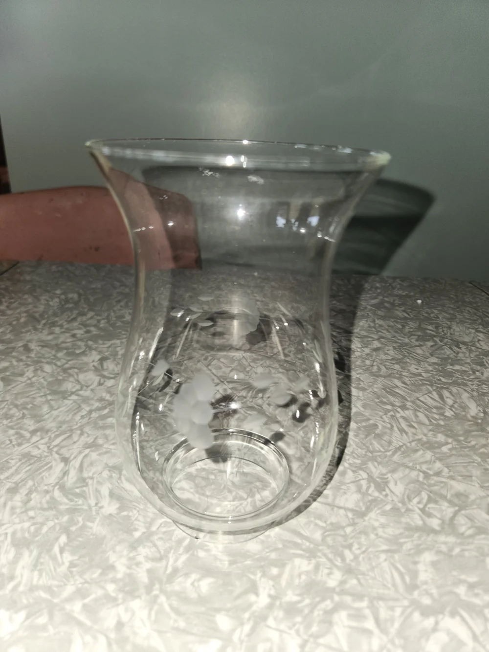 Princess House Heritage Etched Glass Hurricane Lamp Shade
